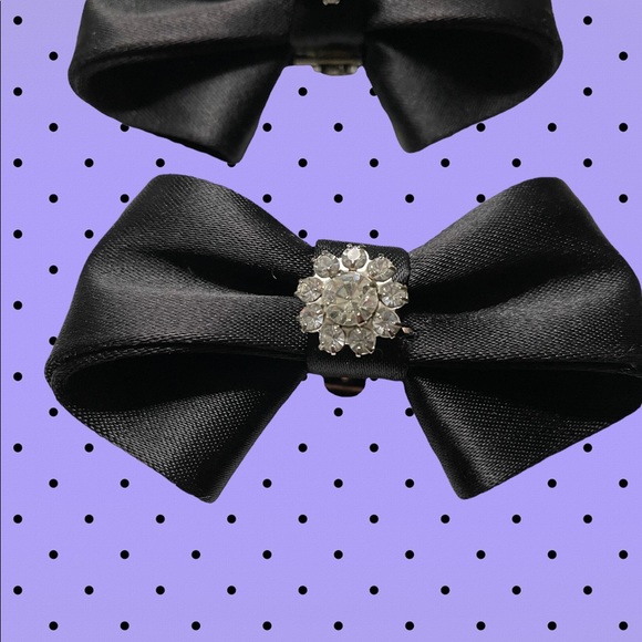 Shoe clips — black bow with rhinestones - Picture 2 of 4